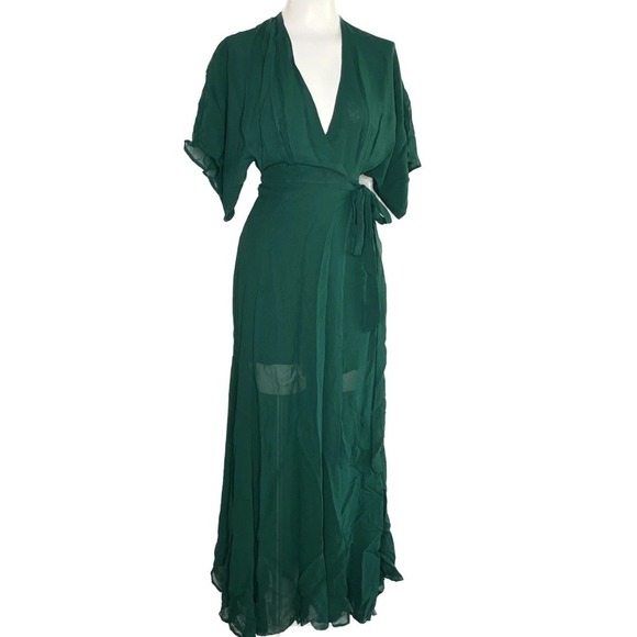 green emerald velvet dress Rent The Breslin Metallic Green Midi Dress By Reformation